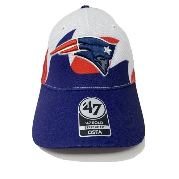 NWT - New England Patriots '47 Brand Solo Stretch Fit WAVE NFL Football Hat $35 - Picture 1 of 5